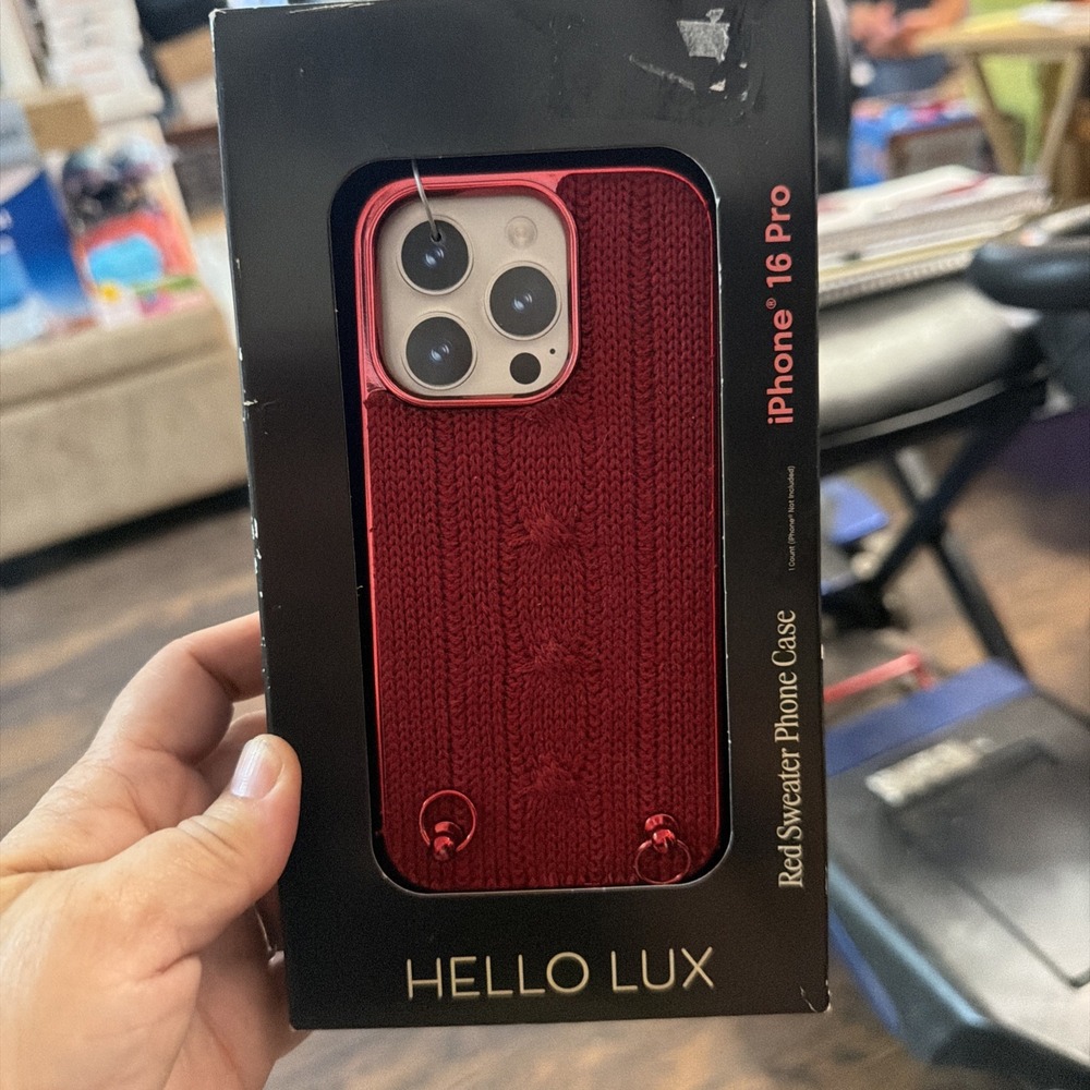 Hello Lux iPhone 16 Pro Phone Case - Red Metallic Sweater NEW